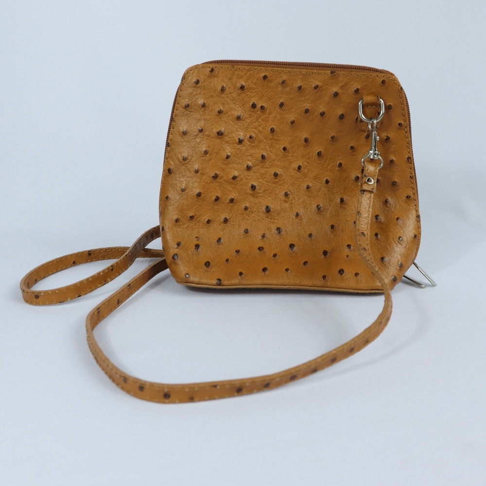 Borse In Pelle Made in Italy Embossed Ostrich Genuine Leather Crossbody Bag
